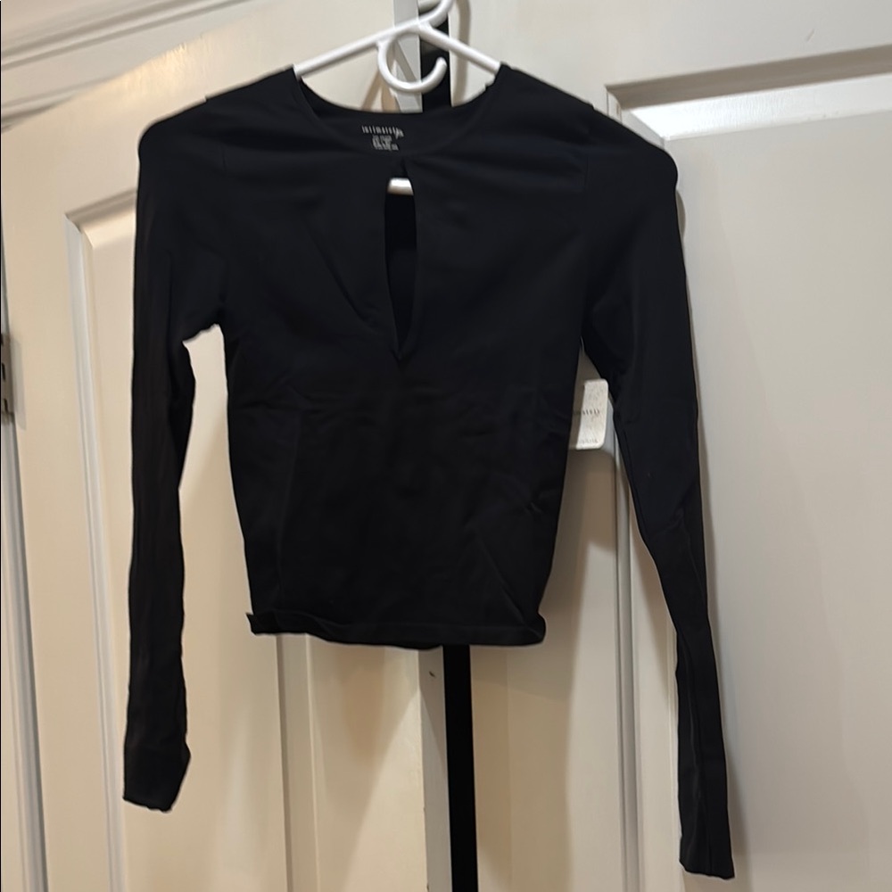 Free people Black Cut-Out Long Sleeve fitted top